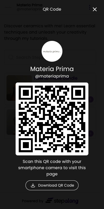 Página StepAlong Código QR.