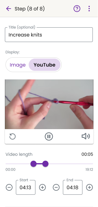Editor de YouTube en StepAlong (móvil)