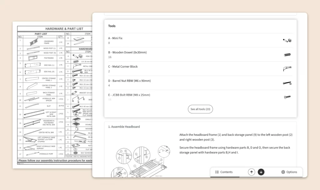 Instrucciones antiguas en PDF frente a versión digital
