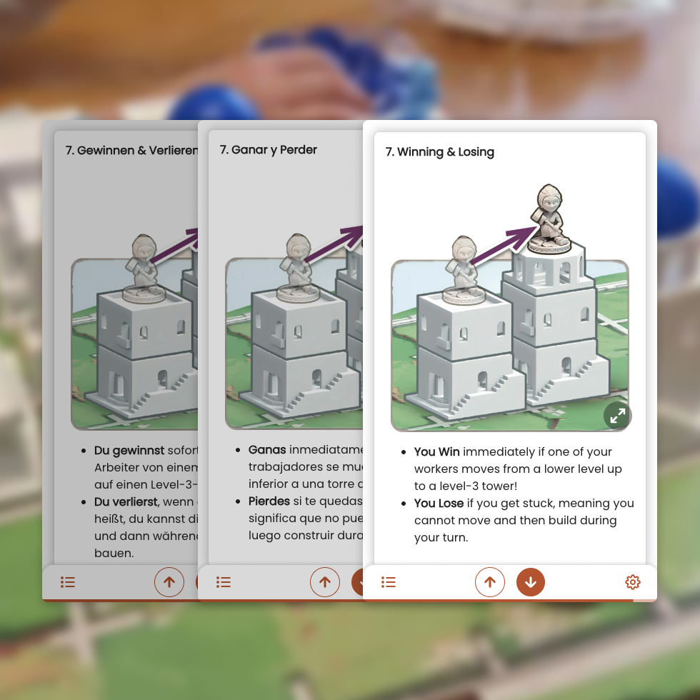 Board game rulebook translated