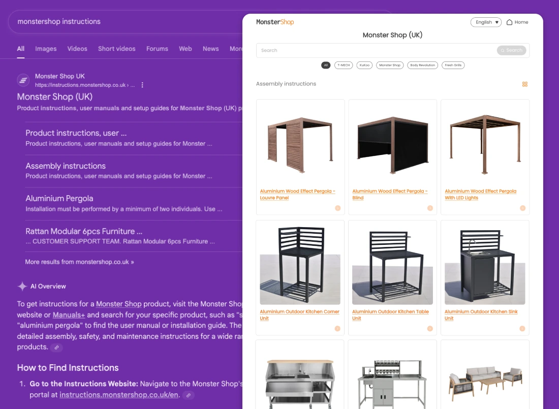 Searchable product instruction