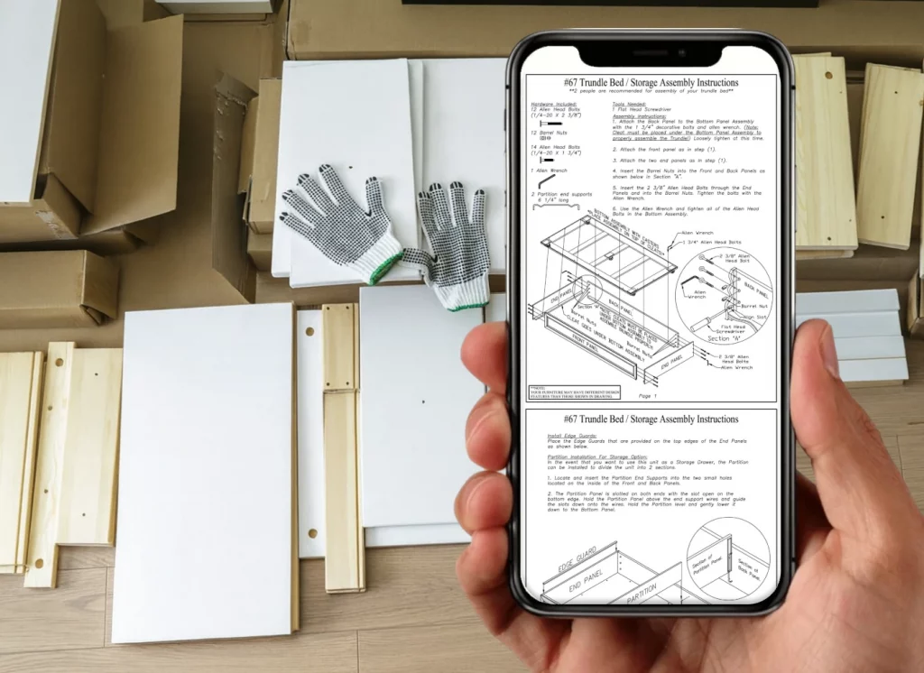 Old PDF instructions displayed on a smartphone.