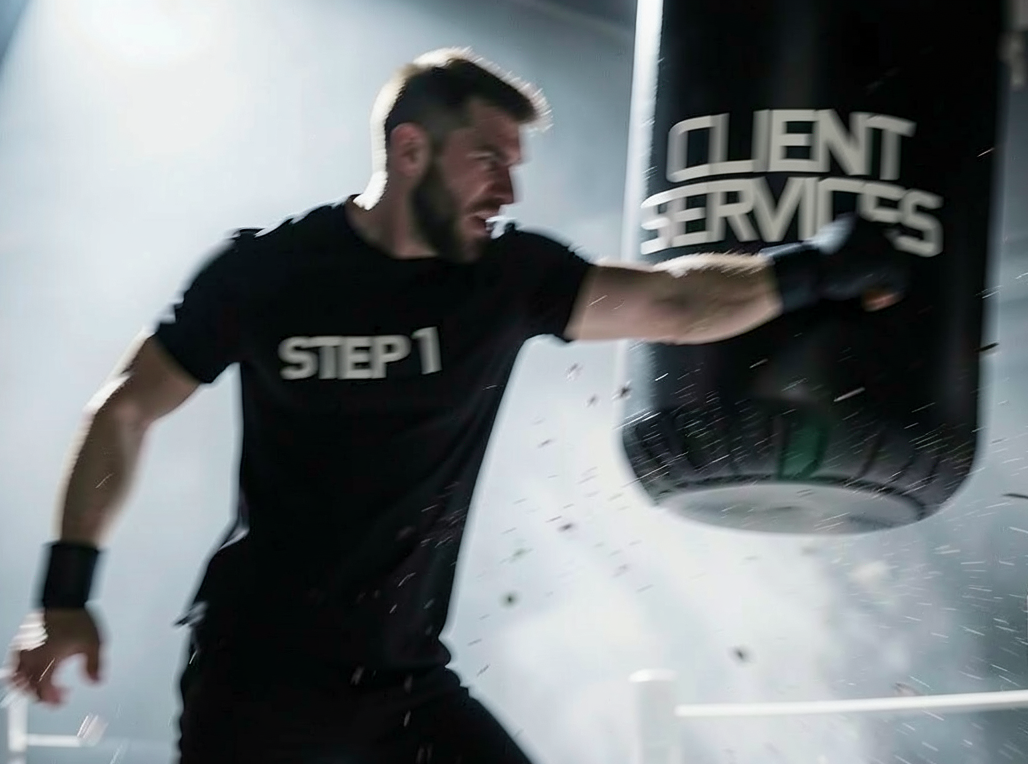 AI generated photo of a bad instruction giving it hell to client services